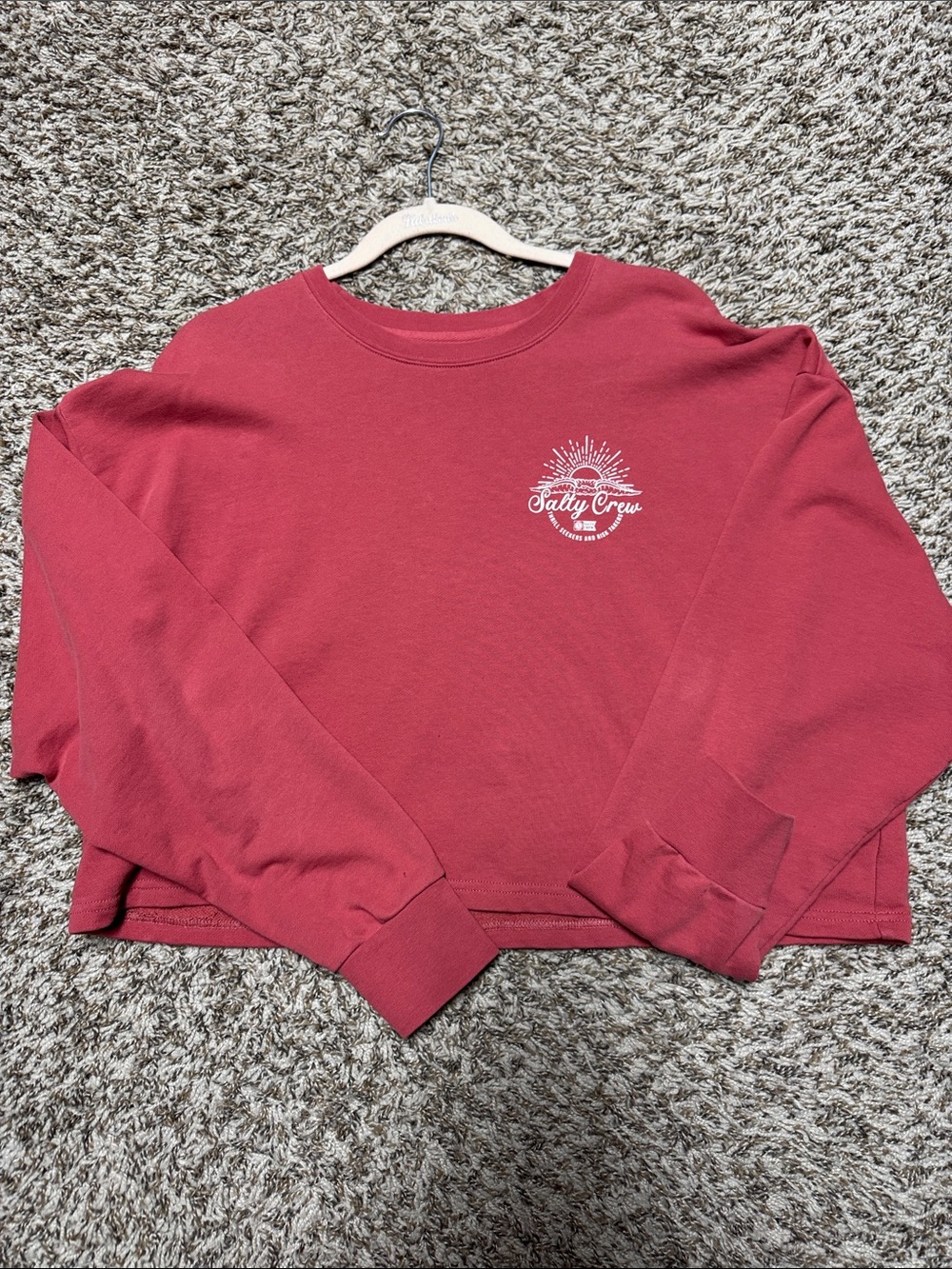 Salty Crew Women's Crewneck Sweater in Dusty Rose with White Logo
